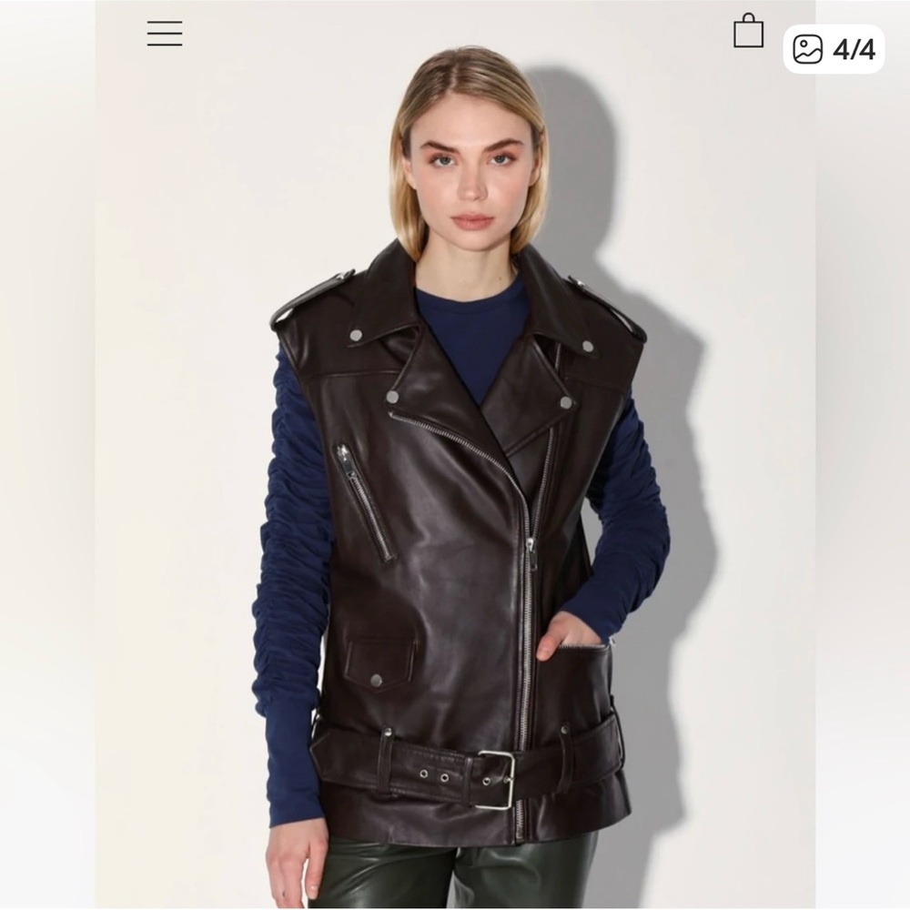 Walter Baker Chocolate Leather Biker Vest